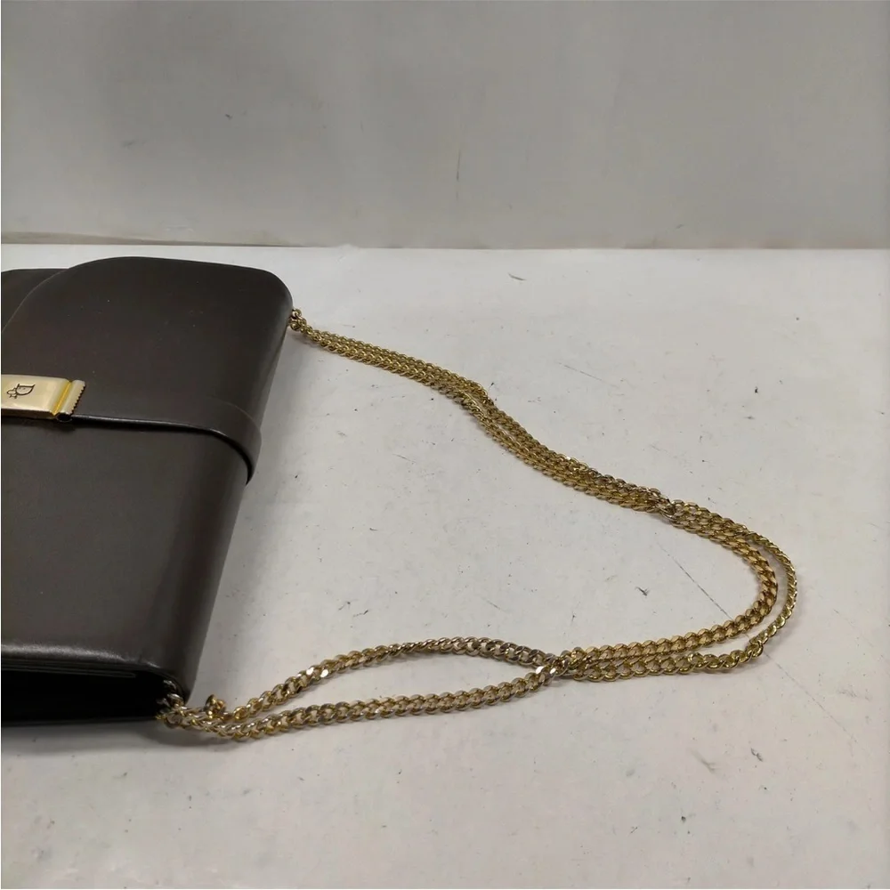 Dior leather shoulder bag brown and gold